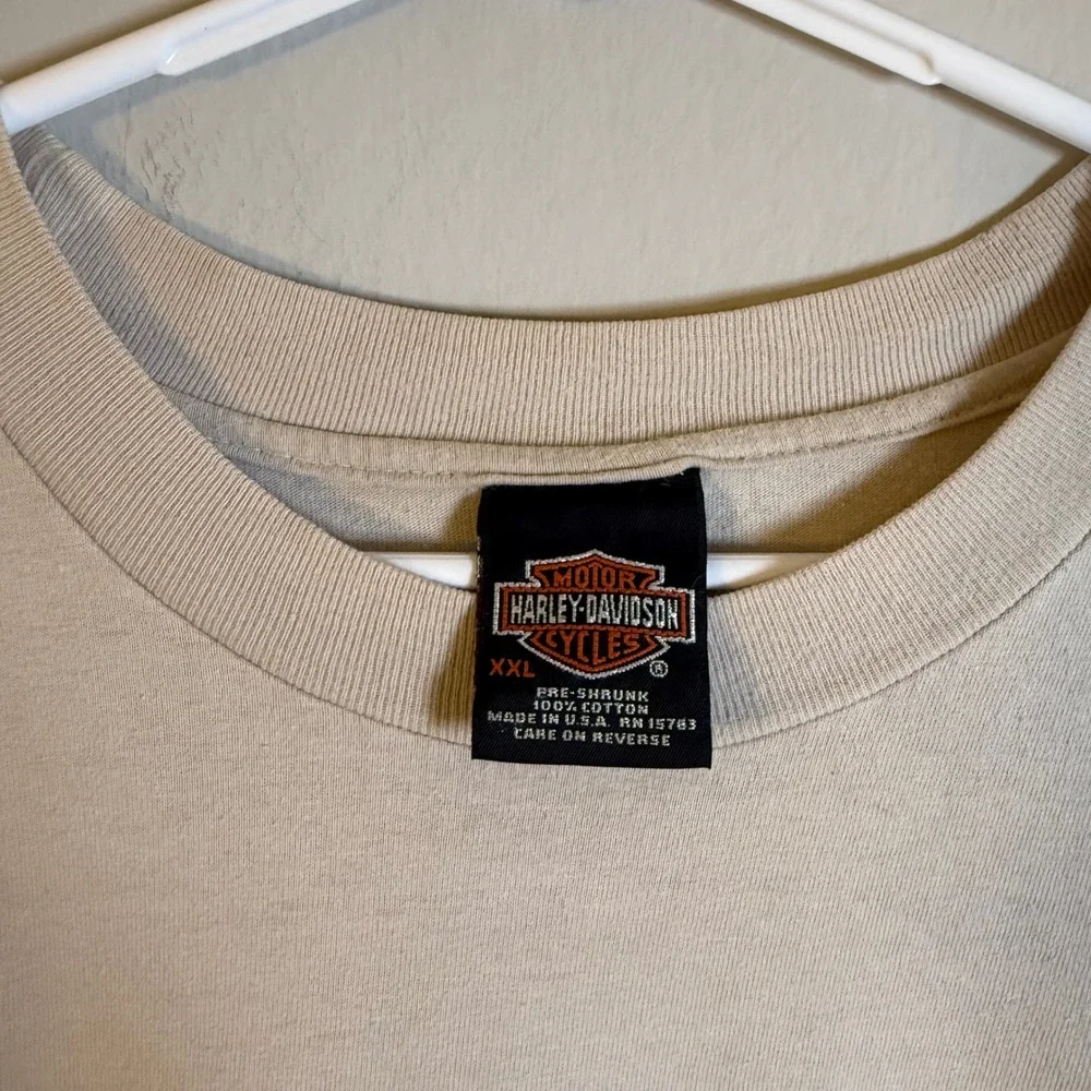 Vintage 2000 Harley-Davidson Visalia CA Legends Graphic T-Shirt Tan XXL USA Made